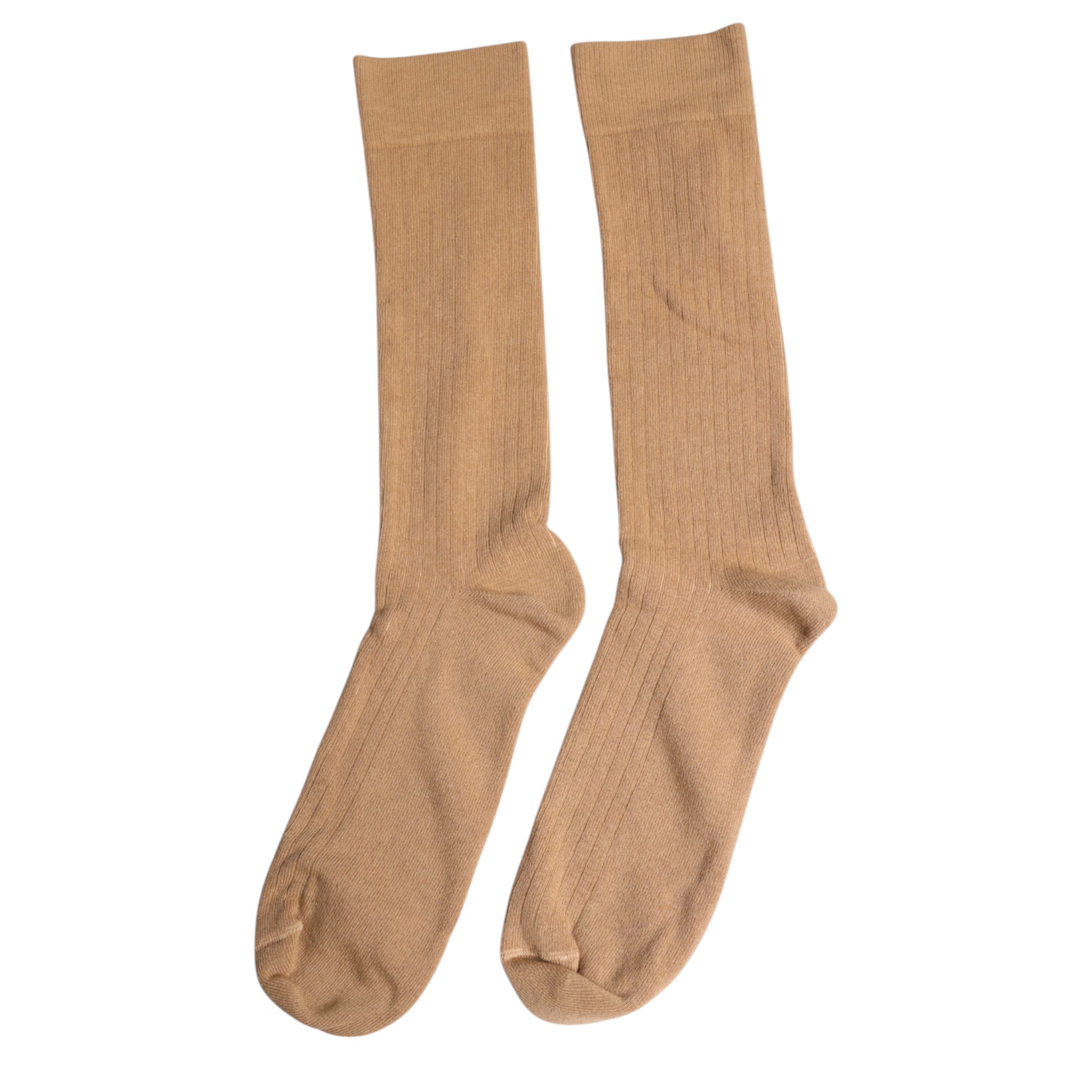 Brown Solid Cotton Mid Calf Men Socks
