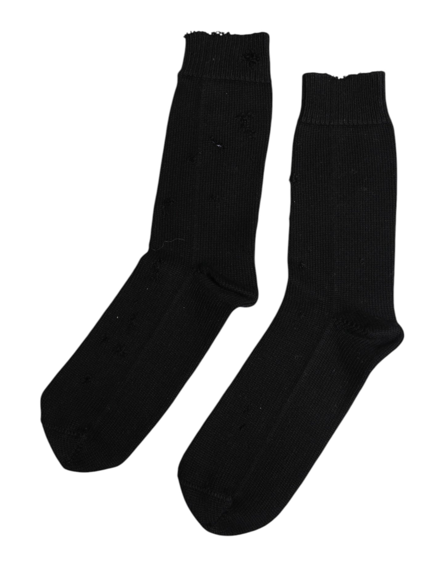 Black Solid Stretch Mid Calf Men Socks