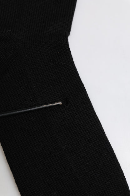 Black Solid Stretch Mid Calf Men Socks