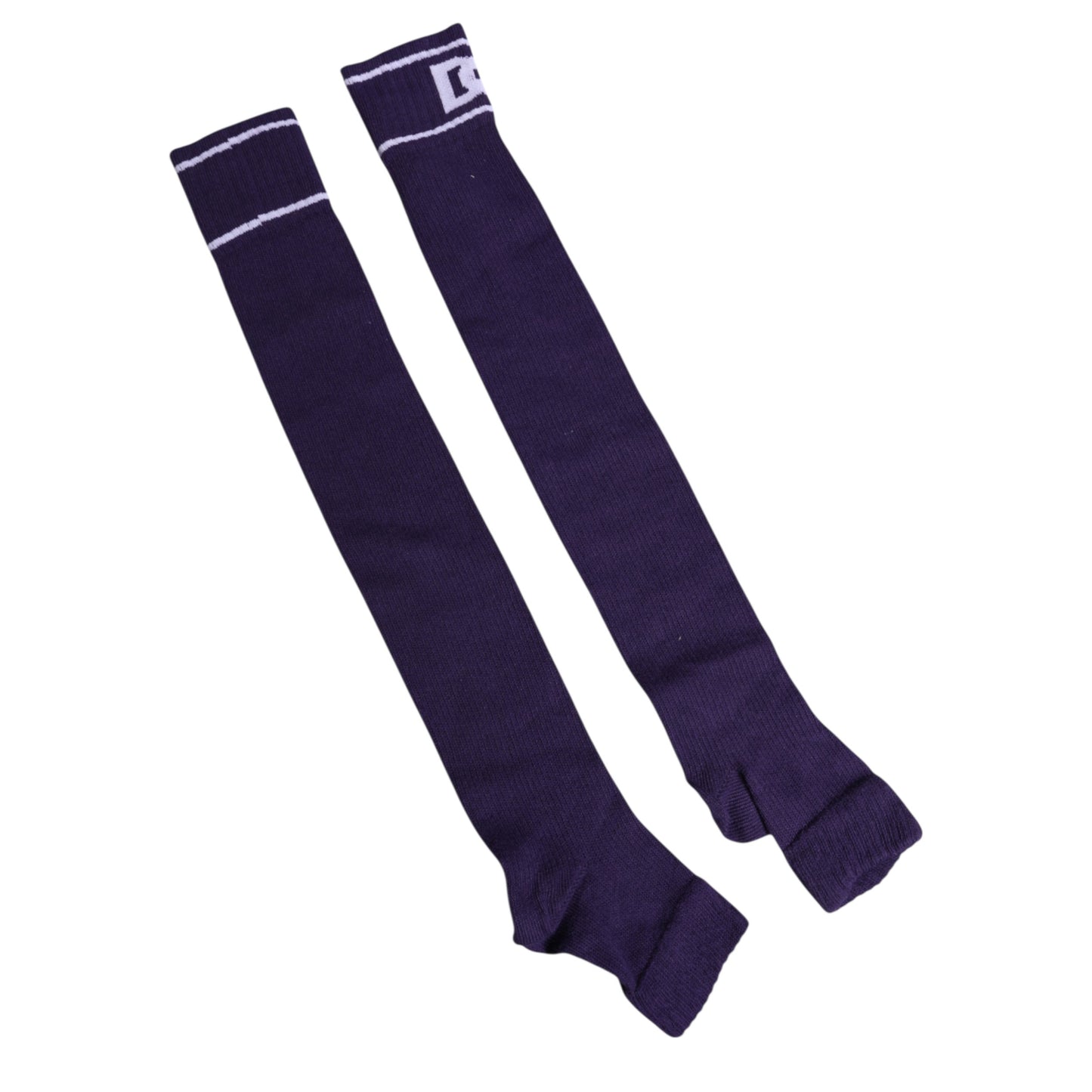 Purple Cotton DG Logo Print Open Toe Socks
