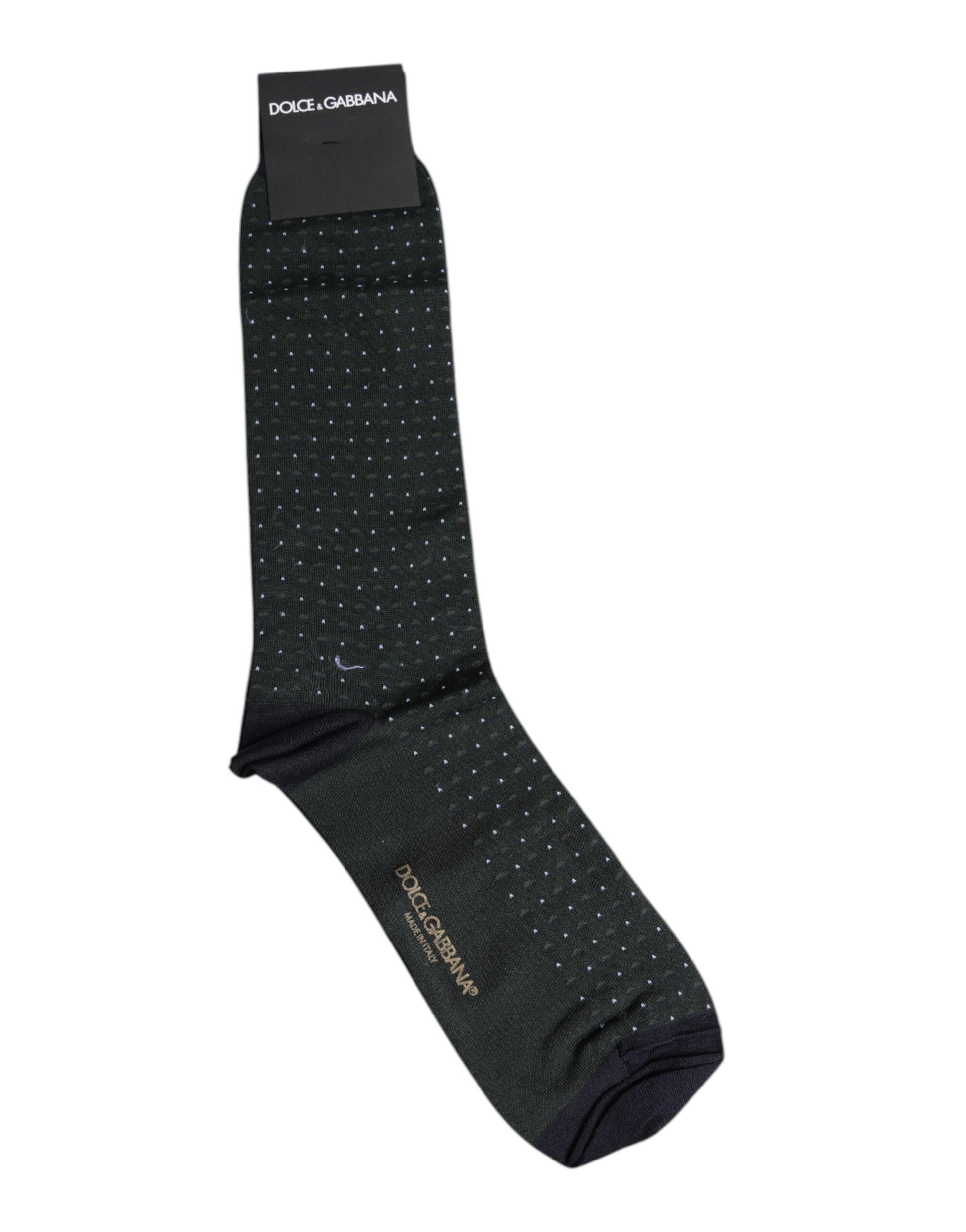 Black Polka Dots Cotton Mid Calf Socks
