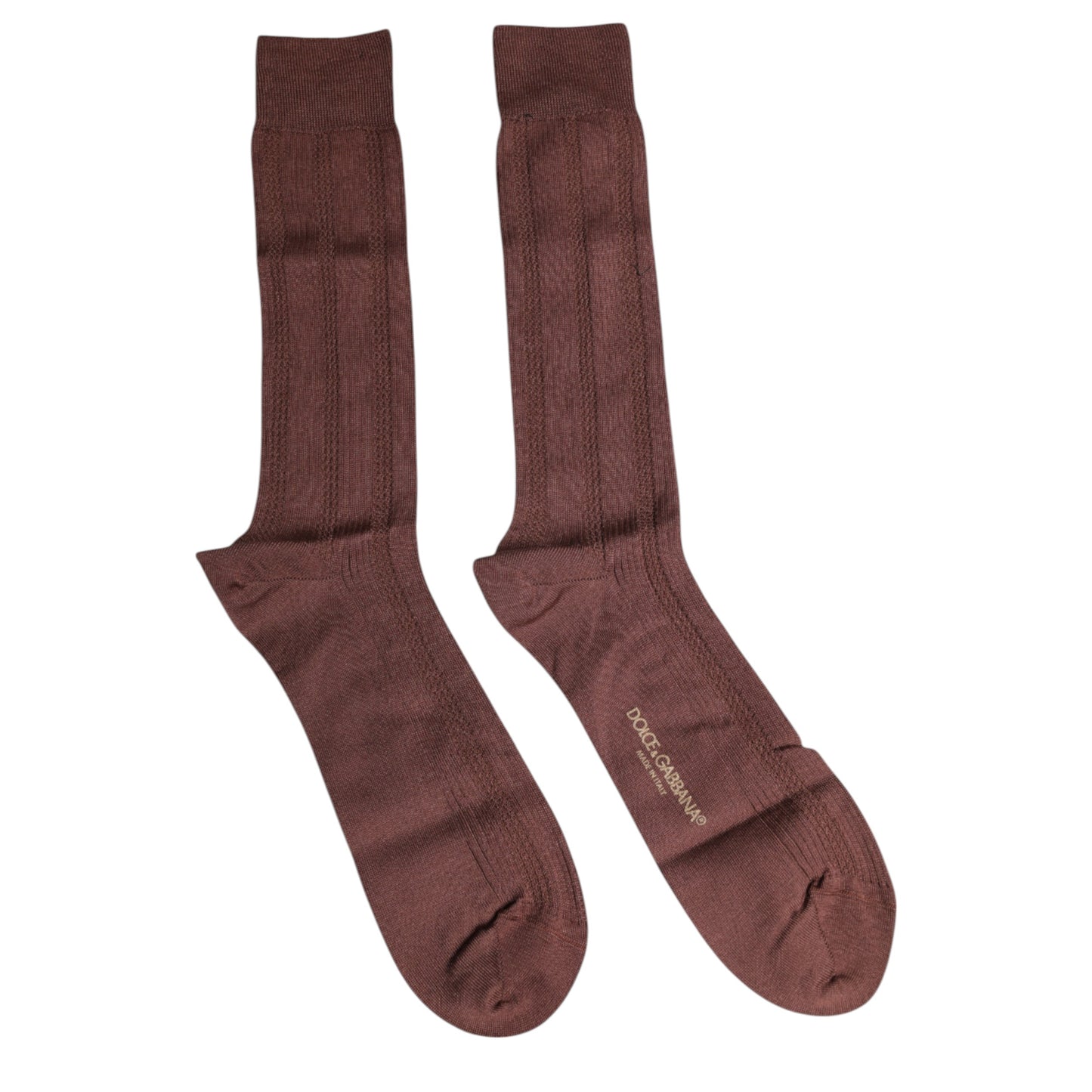Brown Stretch Logo Print Mid Calf Socks