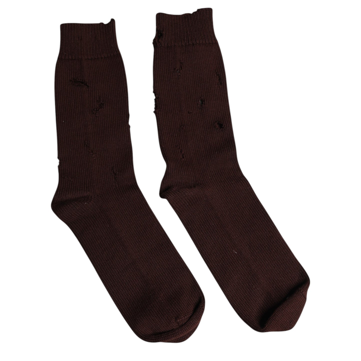 Brown Solid Cotton Stretch Mid Calf Socks