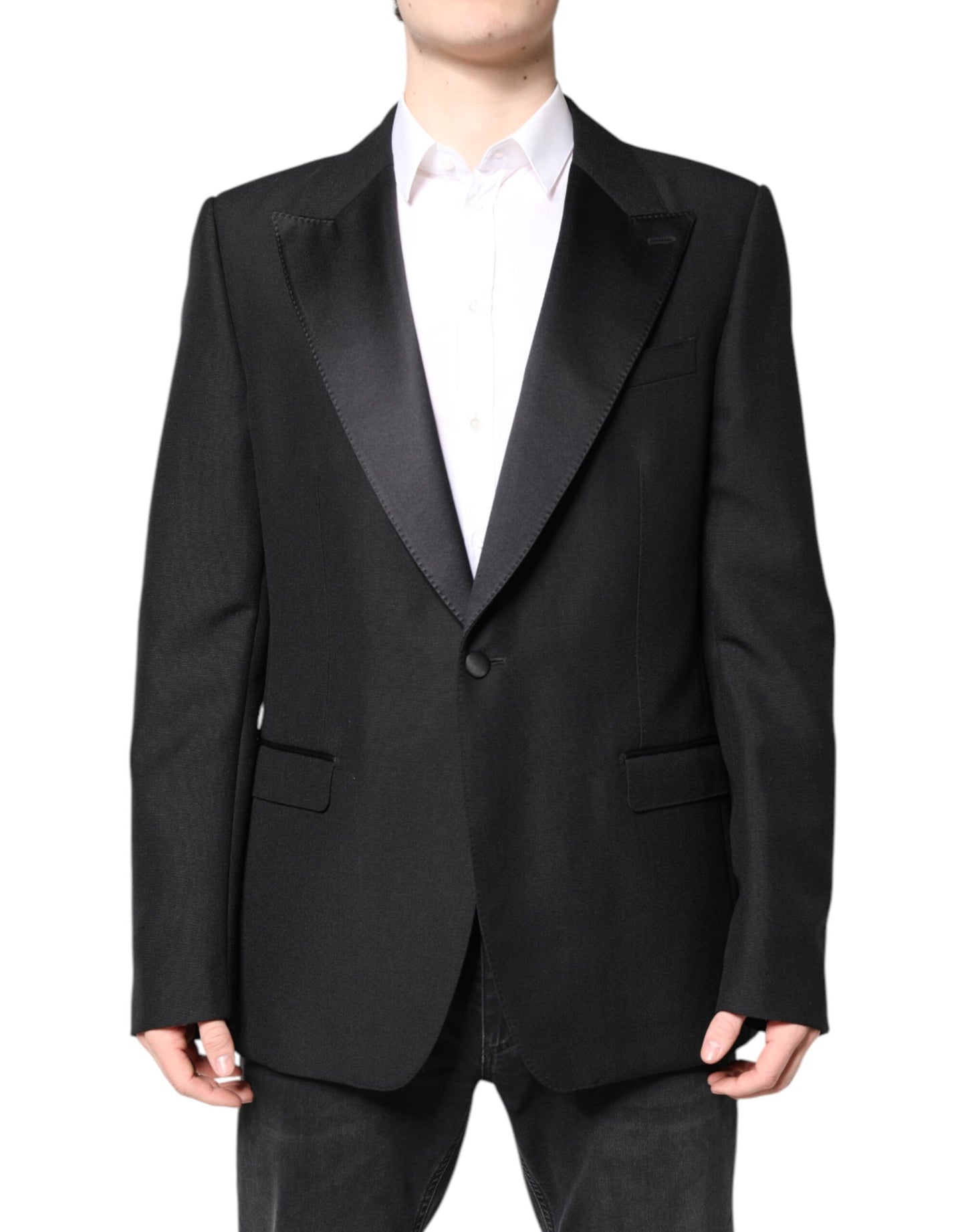 Black Wool Single Breasted Coat Blazer