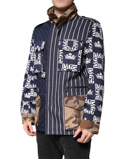 Multicolor Cotton Logo Patchwork Coat Jacket