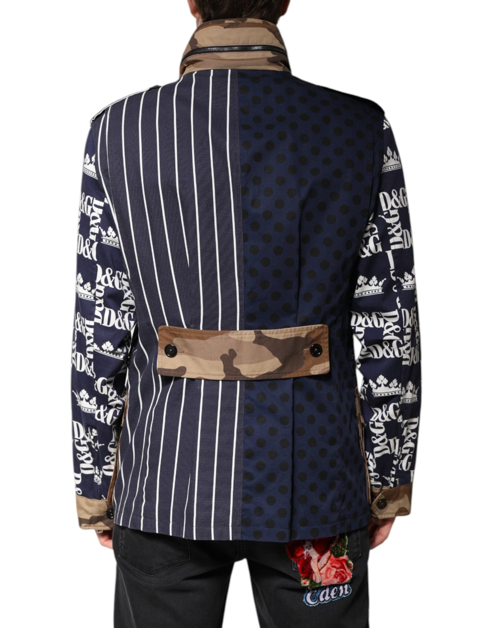 Multicolor Cotton Logo Patchwork Coat Jacket