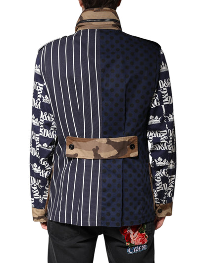 Multicolor Cotton Logo Patchwork Coat Jacket