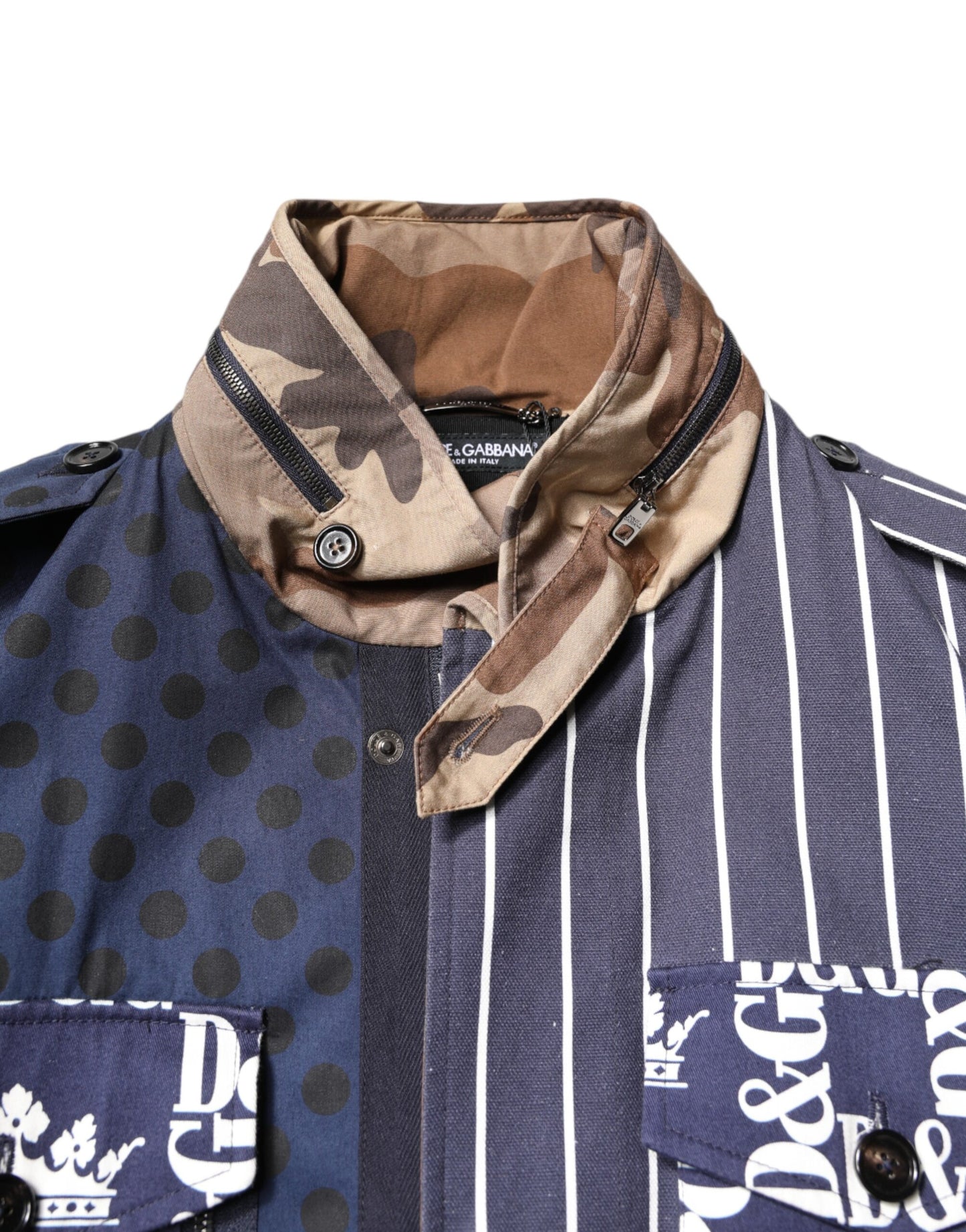 Multicolor Cotton Logo Patchwork Coat Jacket