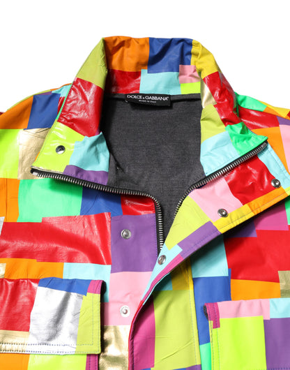 Multicolor Cotton Full Zip Men Biker Jacket