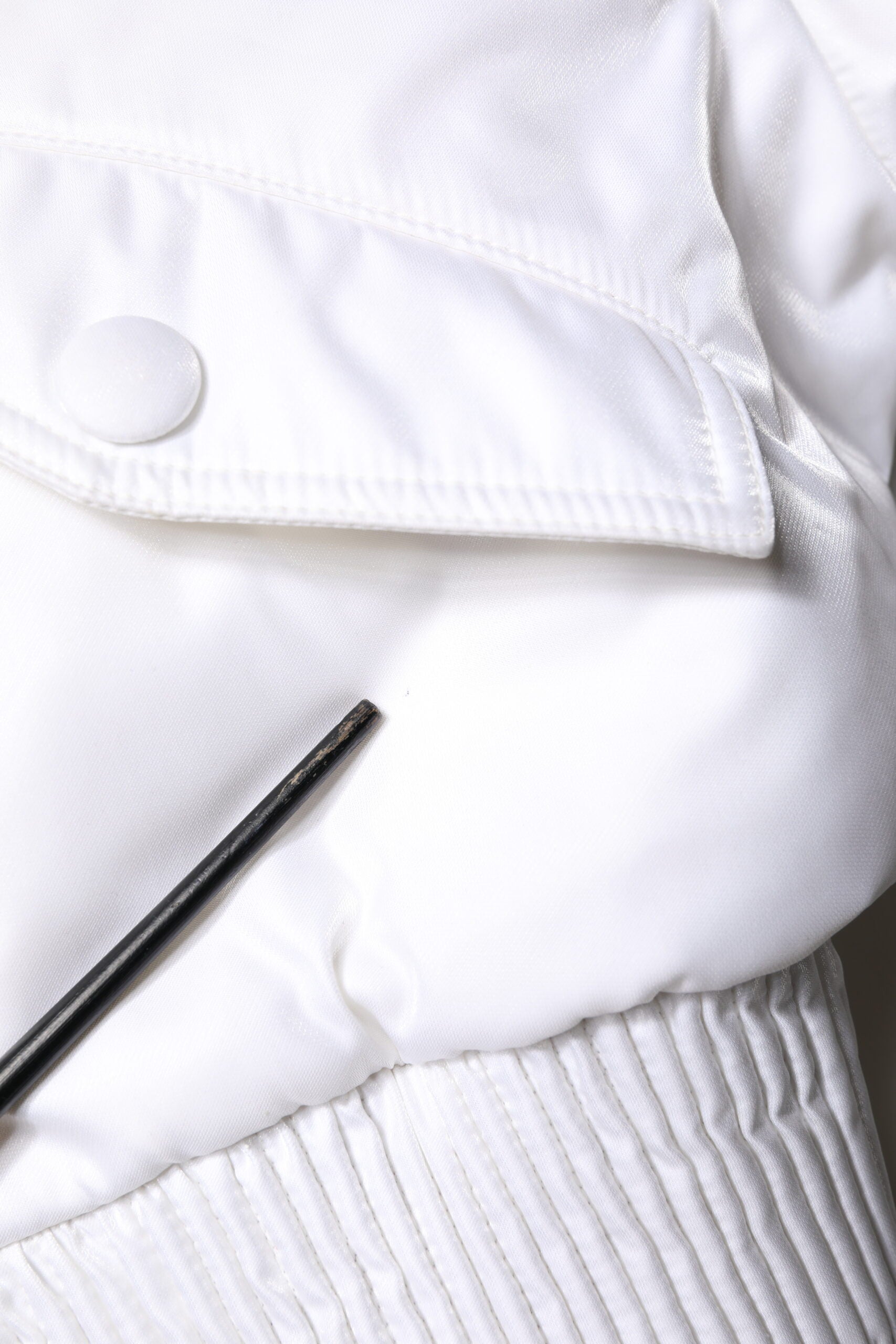 White Nylon Full Zip Cropped Bomber Jacket