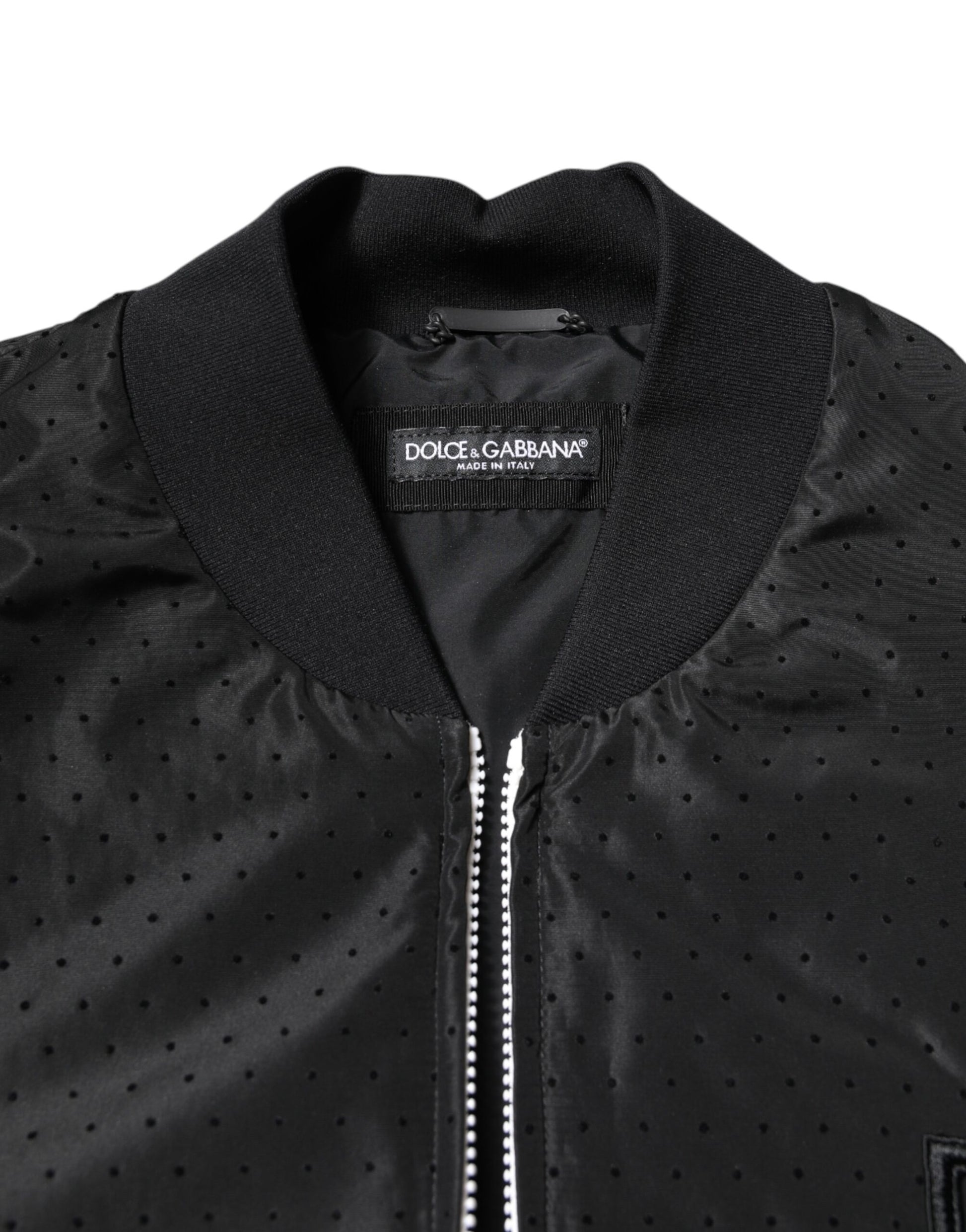 Black Long Sleeves Full Zip Bomber Jacket