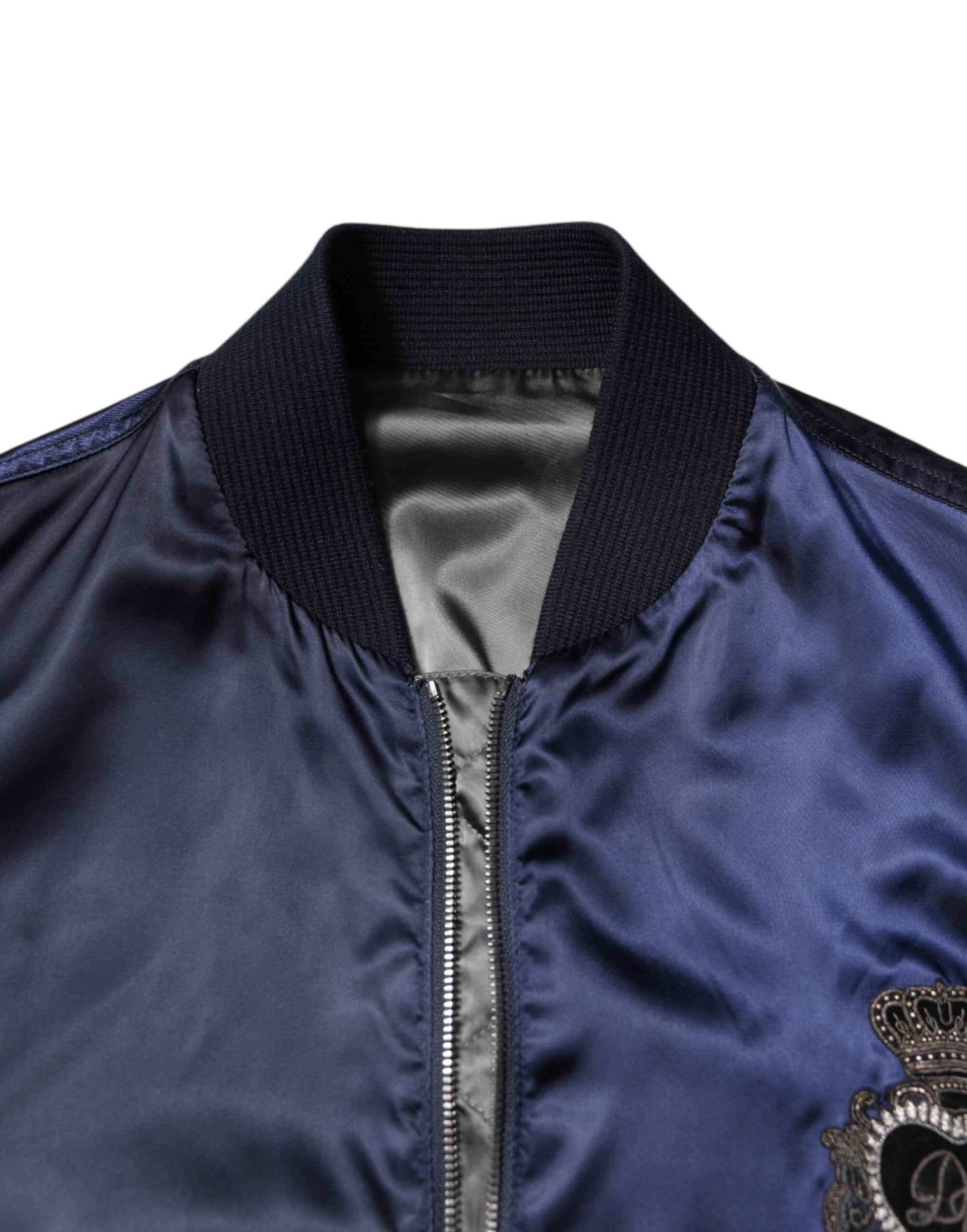 Blue Nylon DG Crown Full Zip Bomber Jacket