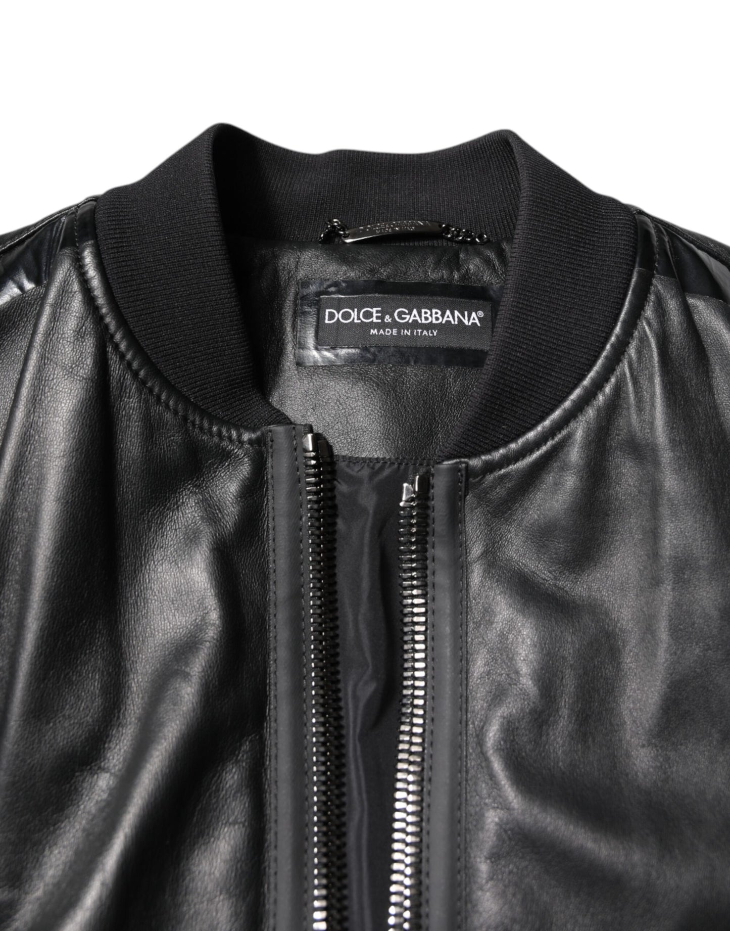 Black Lambskin Leather Biker Full Zip Jacket