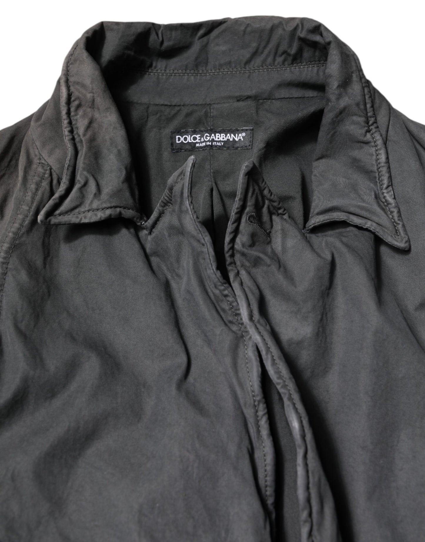 Black Solid Cotton Collared Coat Jacket