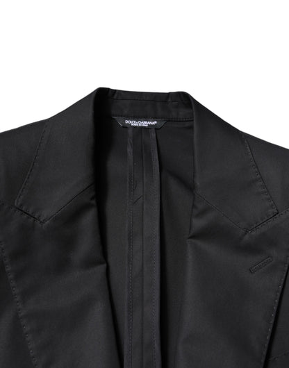 Black Cotton Single Breasted Men Coat Blazer