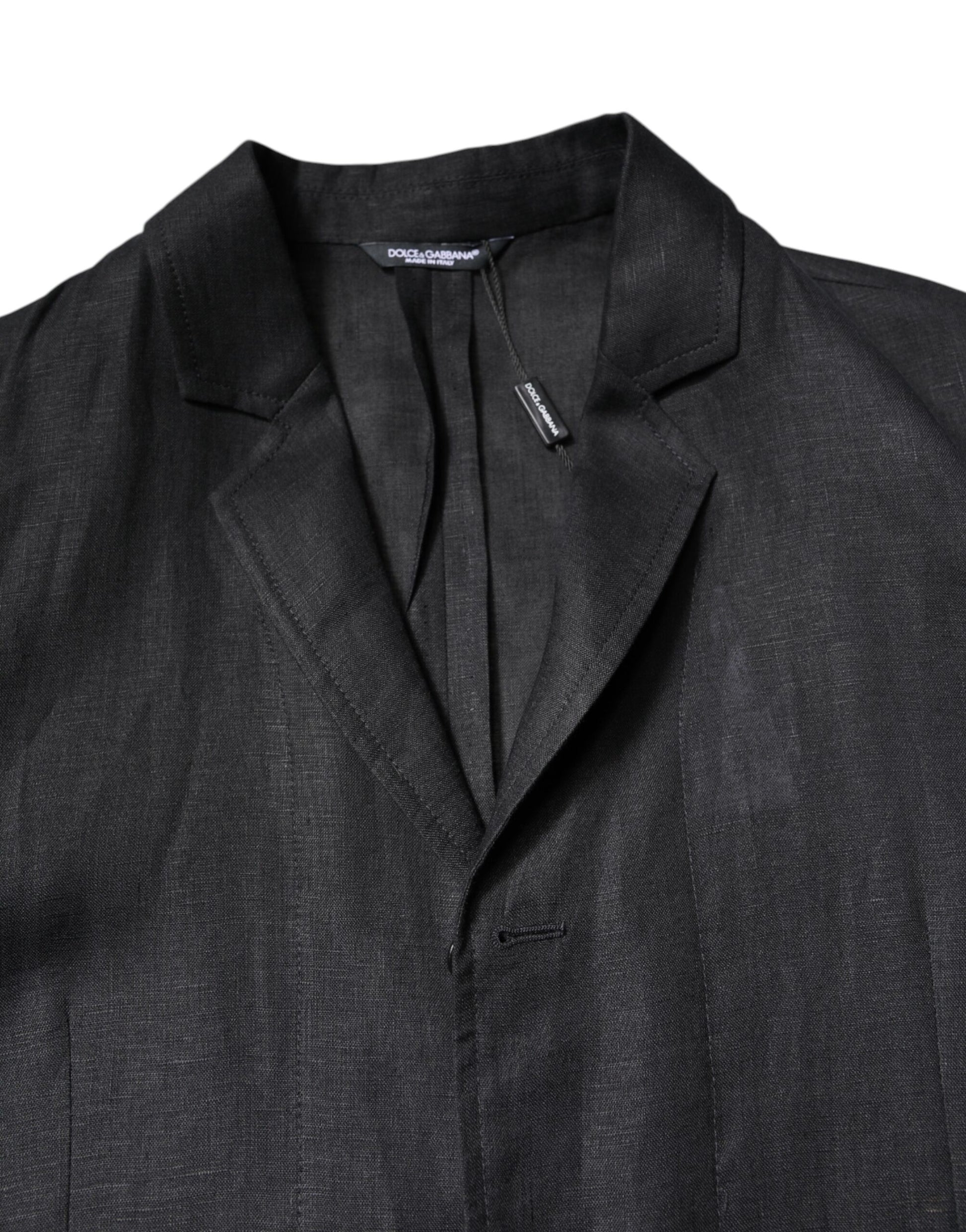 Black Linen Single Breasted Men Coat Blazer