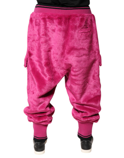 Pink Acrylic Cargo Jogging Sweatpants Pants