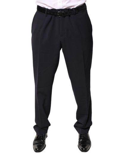 Black Wool Mid Waist Dress Pants