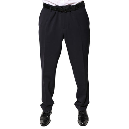 Black Wool Mid Waist Dress Pants