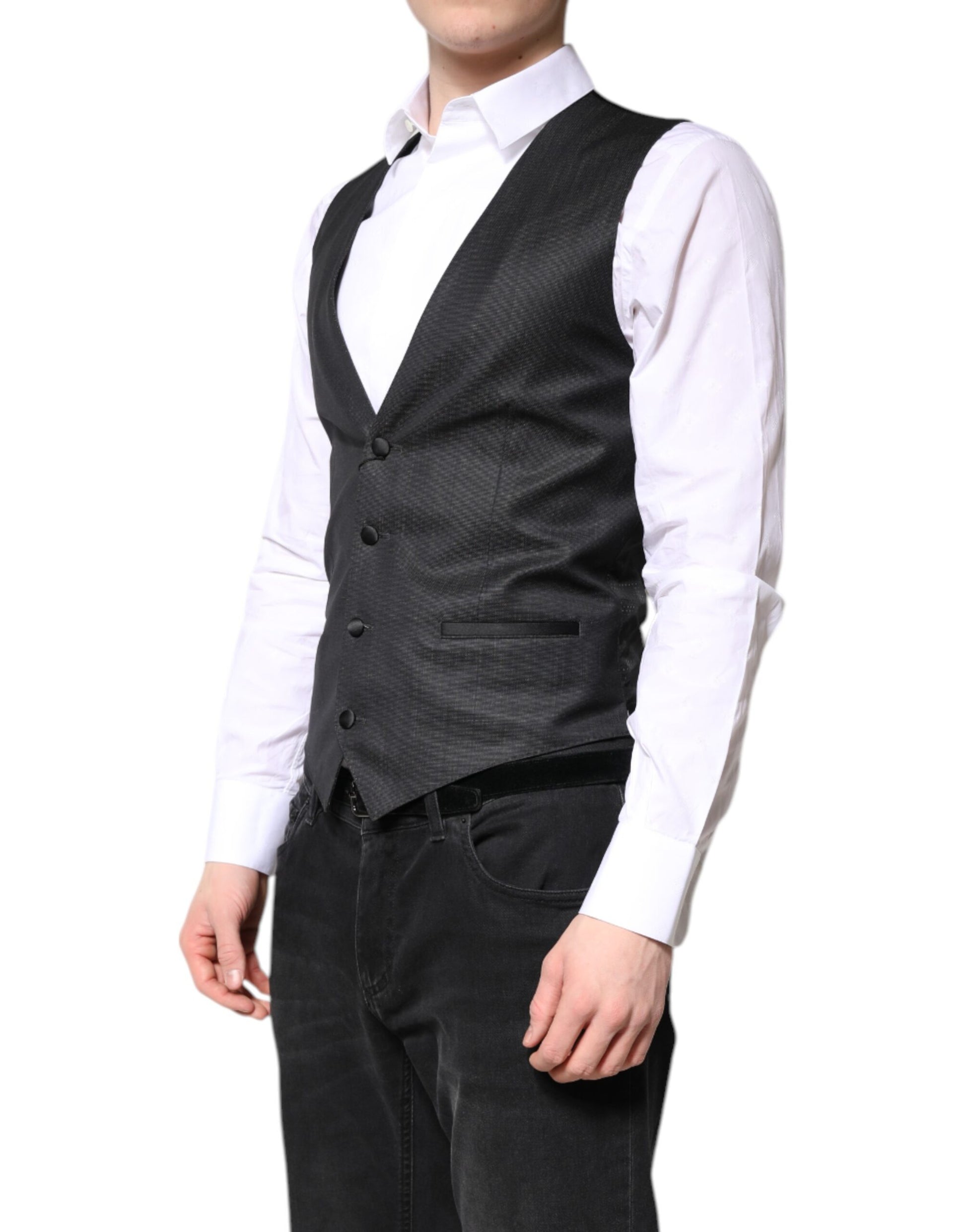 Black Wool Waistcoat Dress Formal Vest