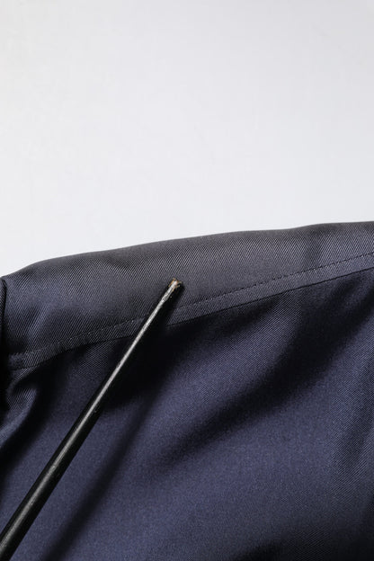 Dark Blue Silk Double Breasted Shirt