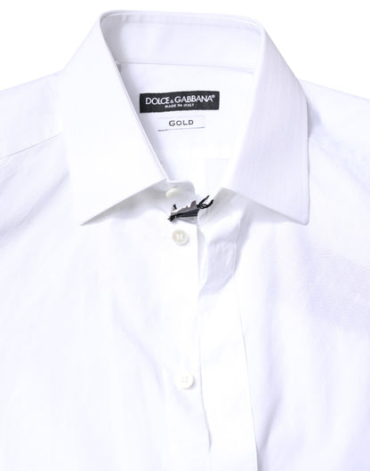 White Cotton GOLD Dress Formal Collared Shirt
