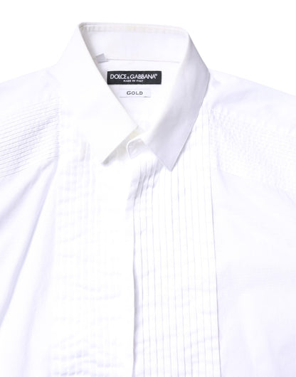 White GOLD Cotton Poplin Bib Men Dress Shirt
