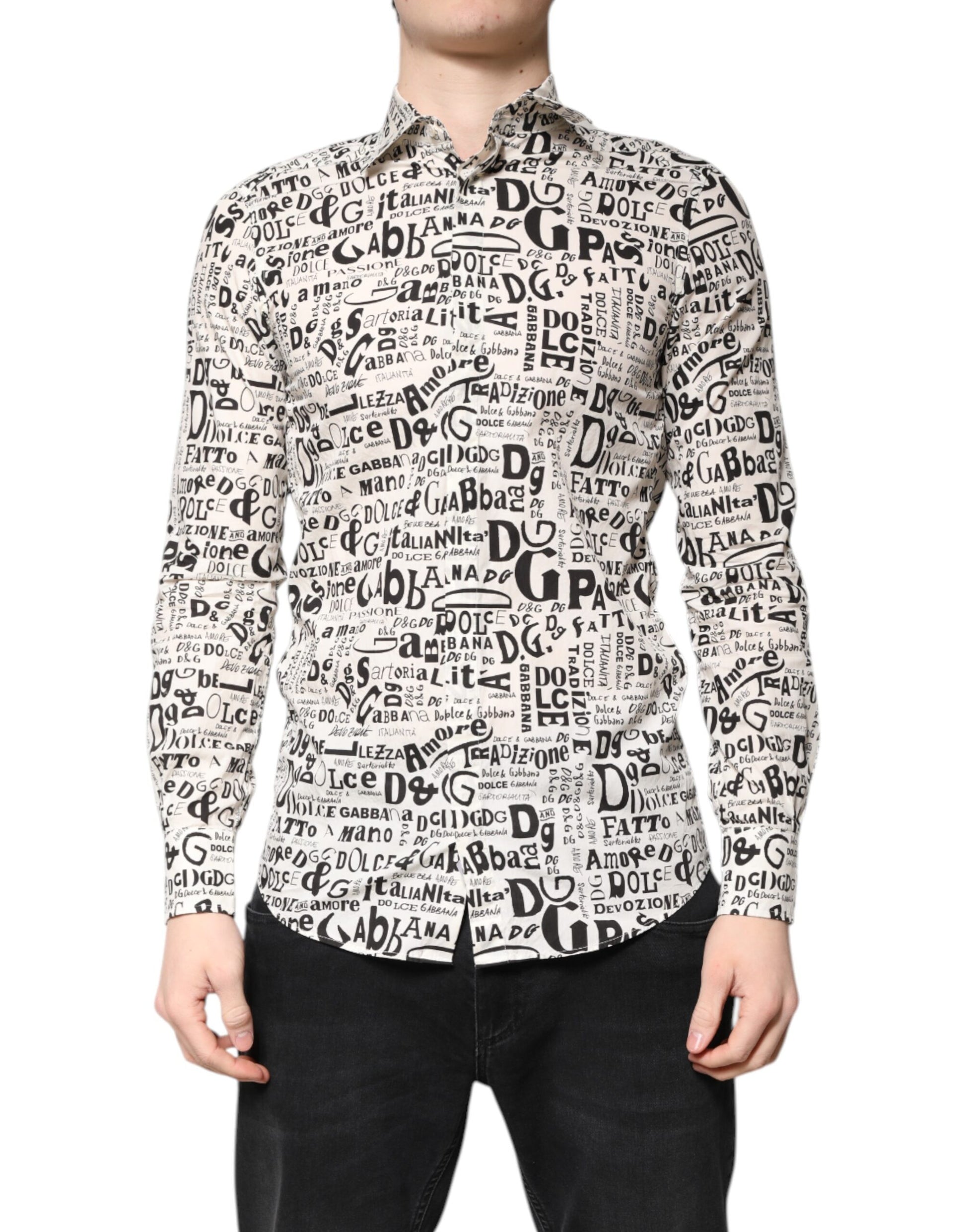 White Black Logo MARTINI Men Casual Shirt