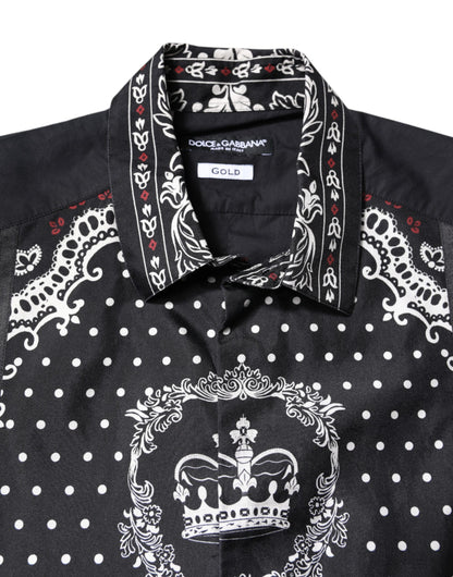Black White Bandana GOLD Formal Dress Shirt
