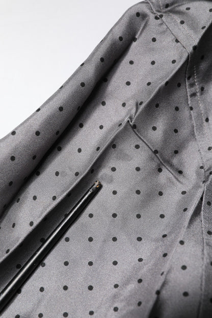 Gray Polka Dot Silk Long Sleeve Shirt