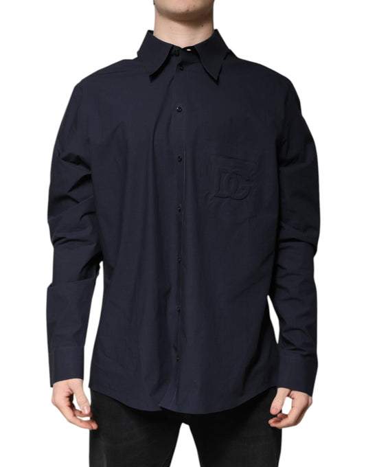 Dark Blue Cotton Long Sleeve Shirt