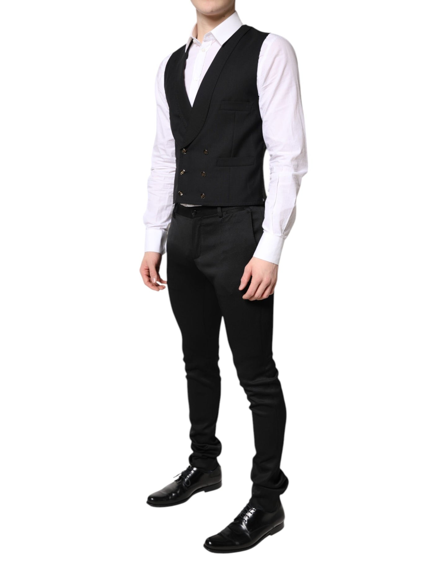 Black Single Breasted Formal Blazer with Vest