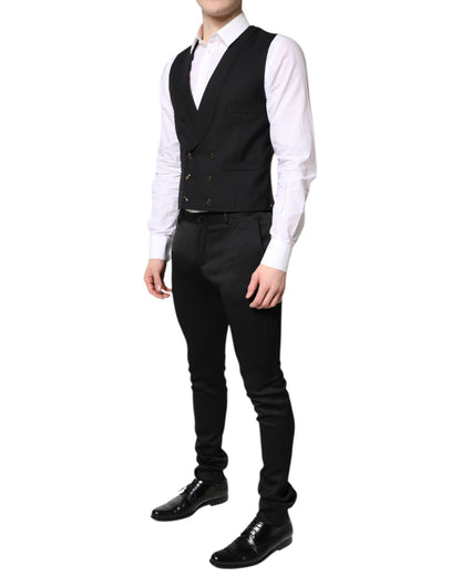 Black Single Breasted Formal Blazer with Vest