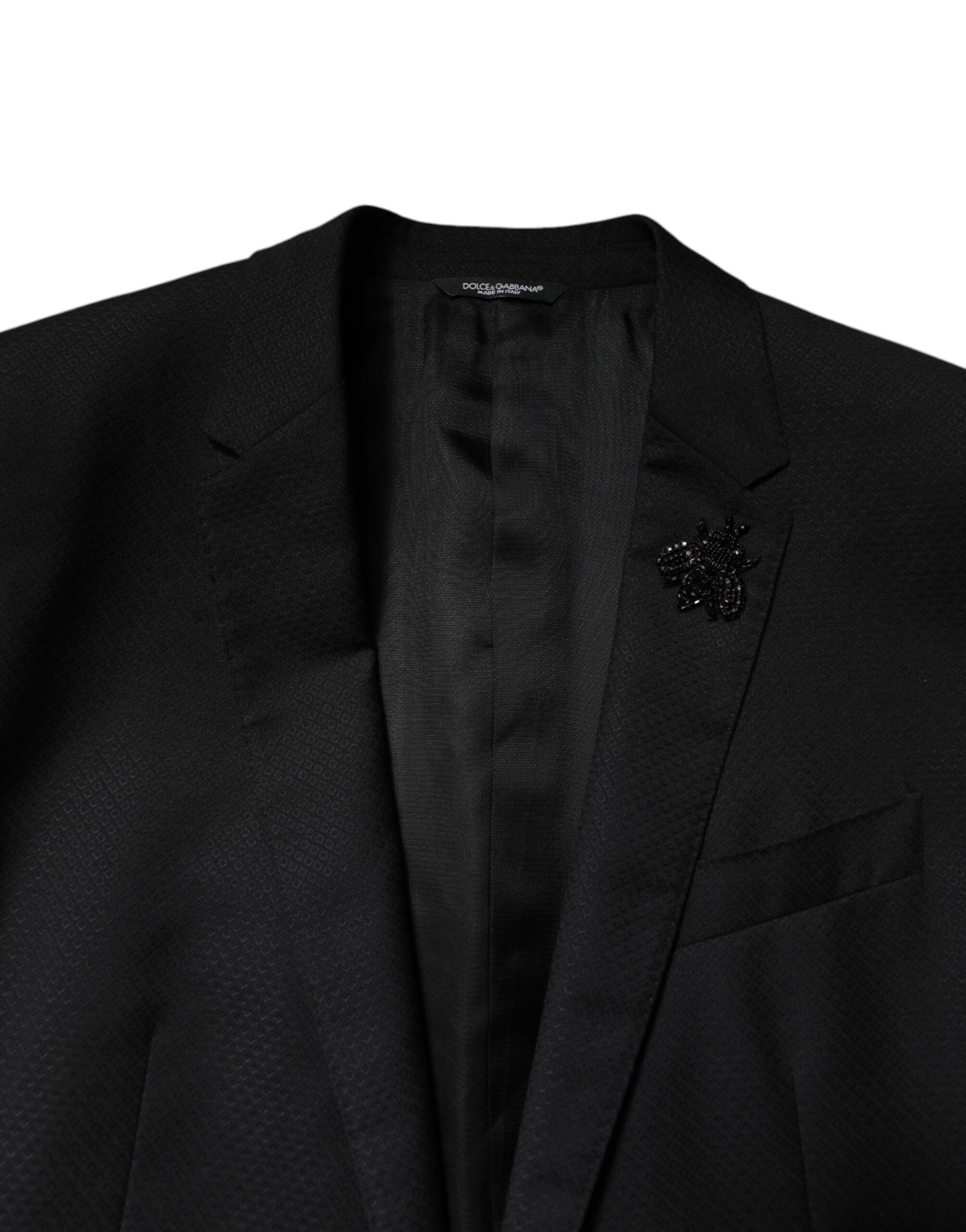 Black Wool Single Breasted 2 Piece Suit