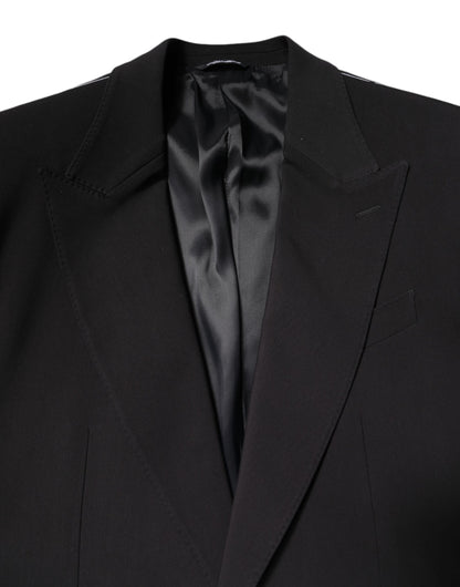 Black Cotton Single Breasted 2 Piece Suit