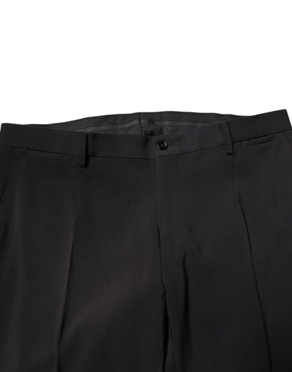 Black Cotton Single Breasted 2 Piece Suit