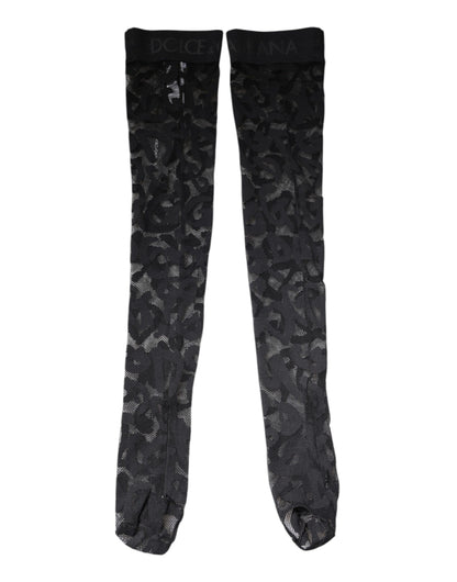 Black Floral Lace Cotton Stretch Stockings Socks