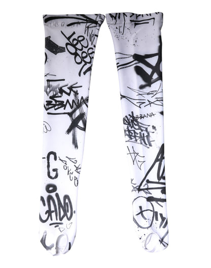 White Graffiti Cotton Over Calf Stockings Socks