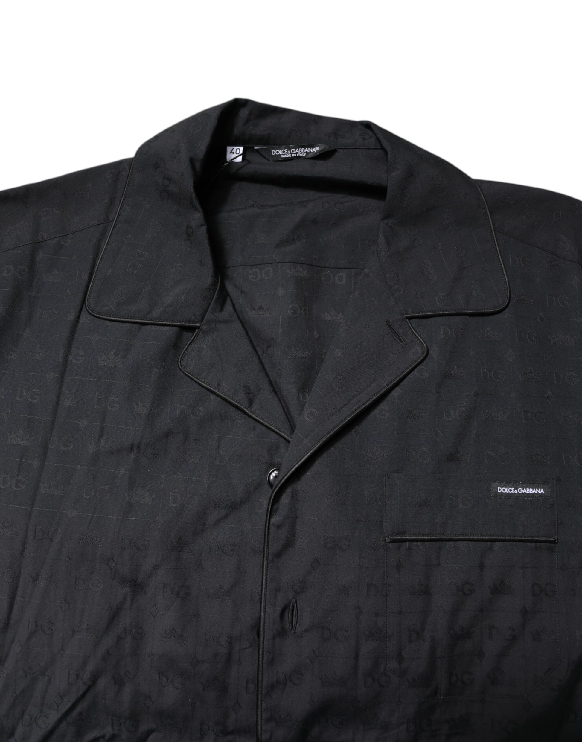 Black Cotton Men Pajama Set Sleepwear