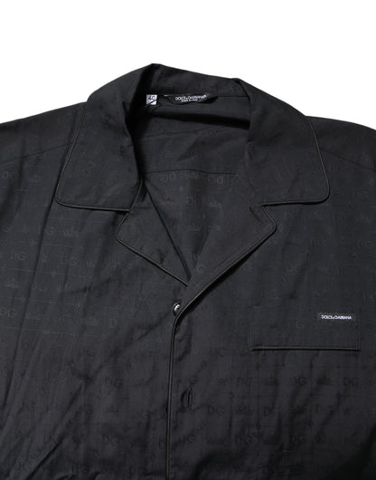 Black Cotton Men Pajama Set Sleepwear