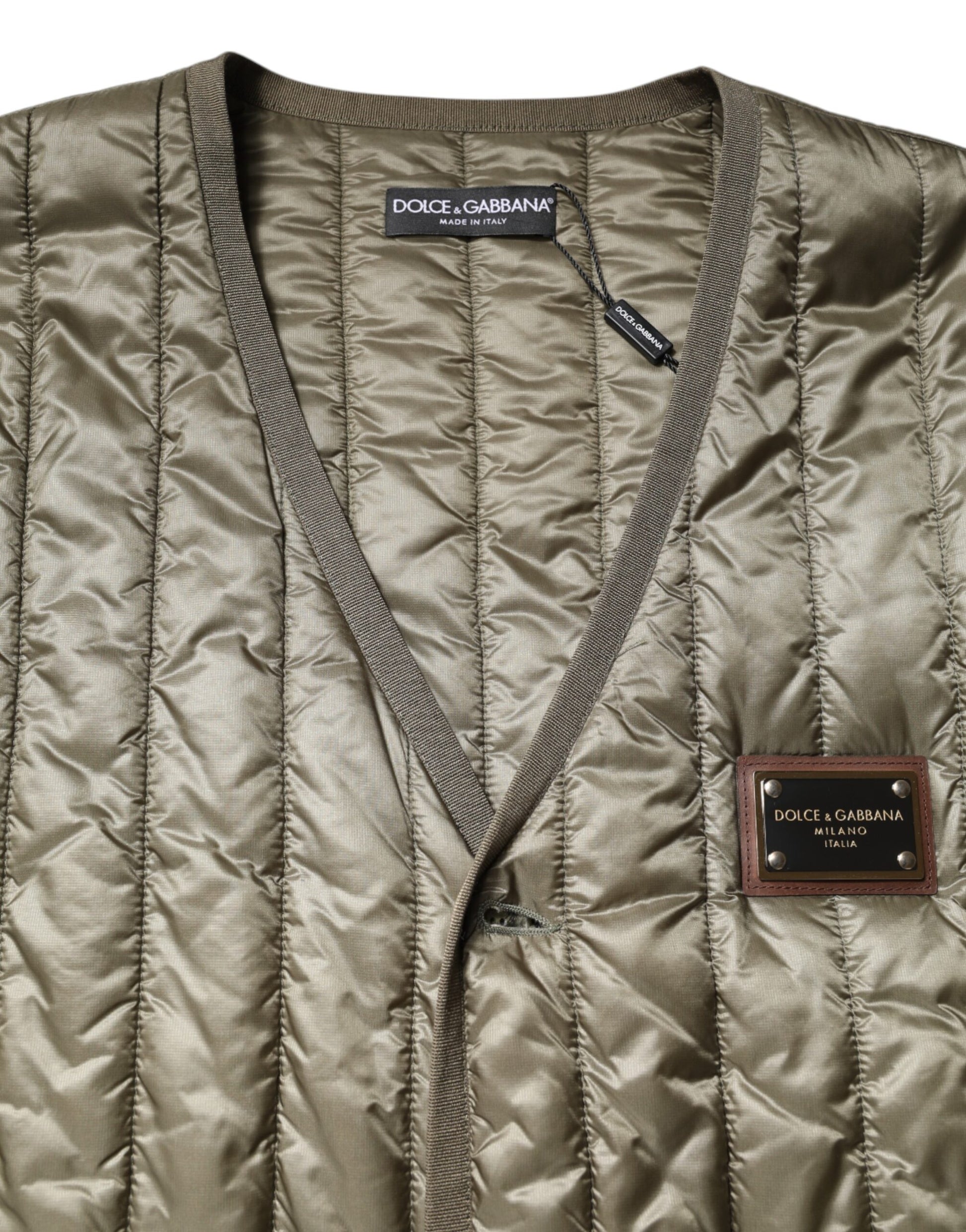 Brown Logo Plaque Quilted Vest Jacket