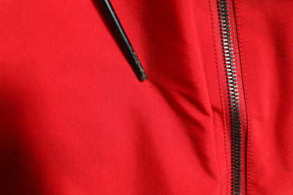 Red White Nylon Full Zip Windbreaker Jacket