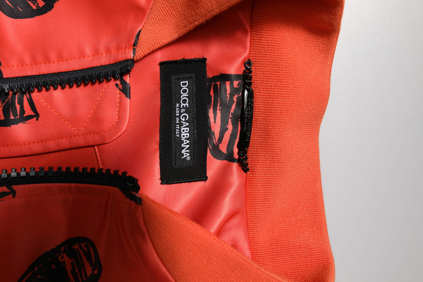 Orange DG Heart Full Zip Men Bomber Jacket