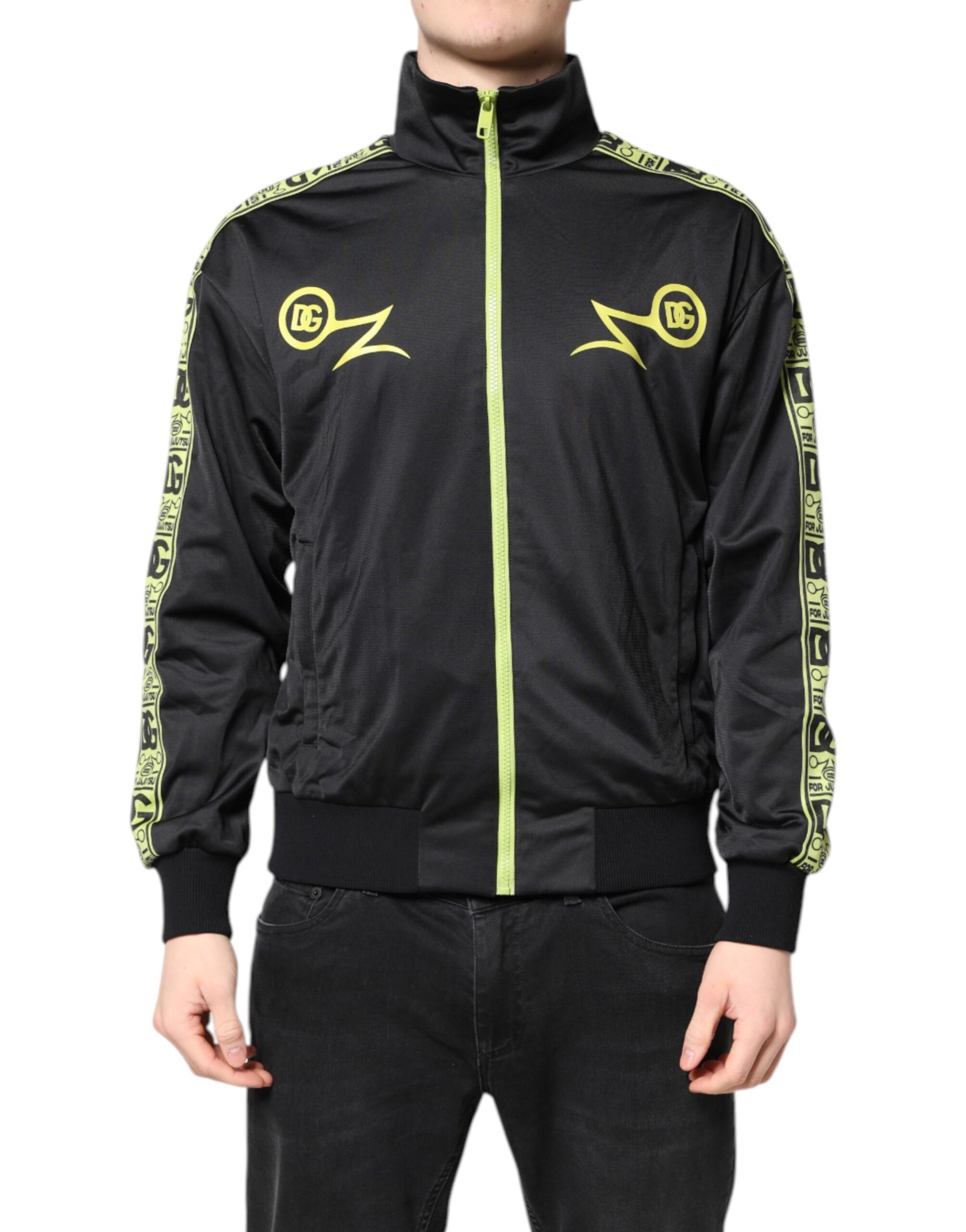 Black Logo Turtleneck Zip Bomber Jacket