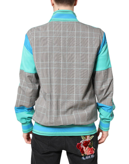 Multicolor Plaid Full Zip Windbreaker Jacket