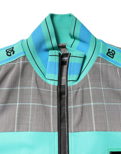 Multicolor Plaid Full Zip Windbreaker Jacket