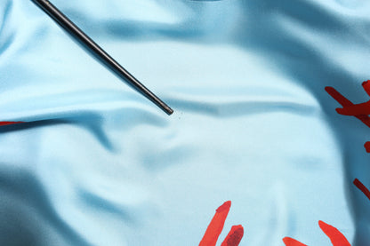 Blue Red Coral Print Wrap Robe Coat Jacket