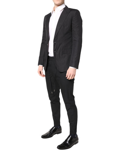Black Cotton TAORMINA Formal 2 Piece Suit
