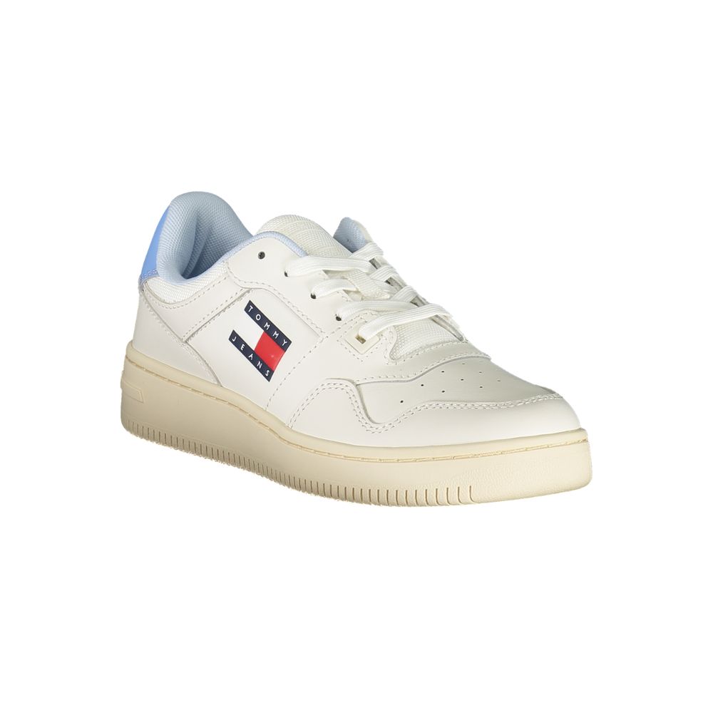 White Polyurethane Women Sneaker