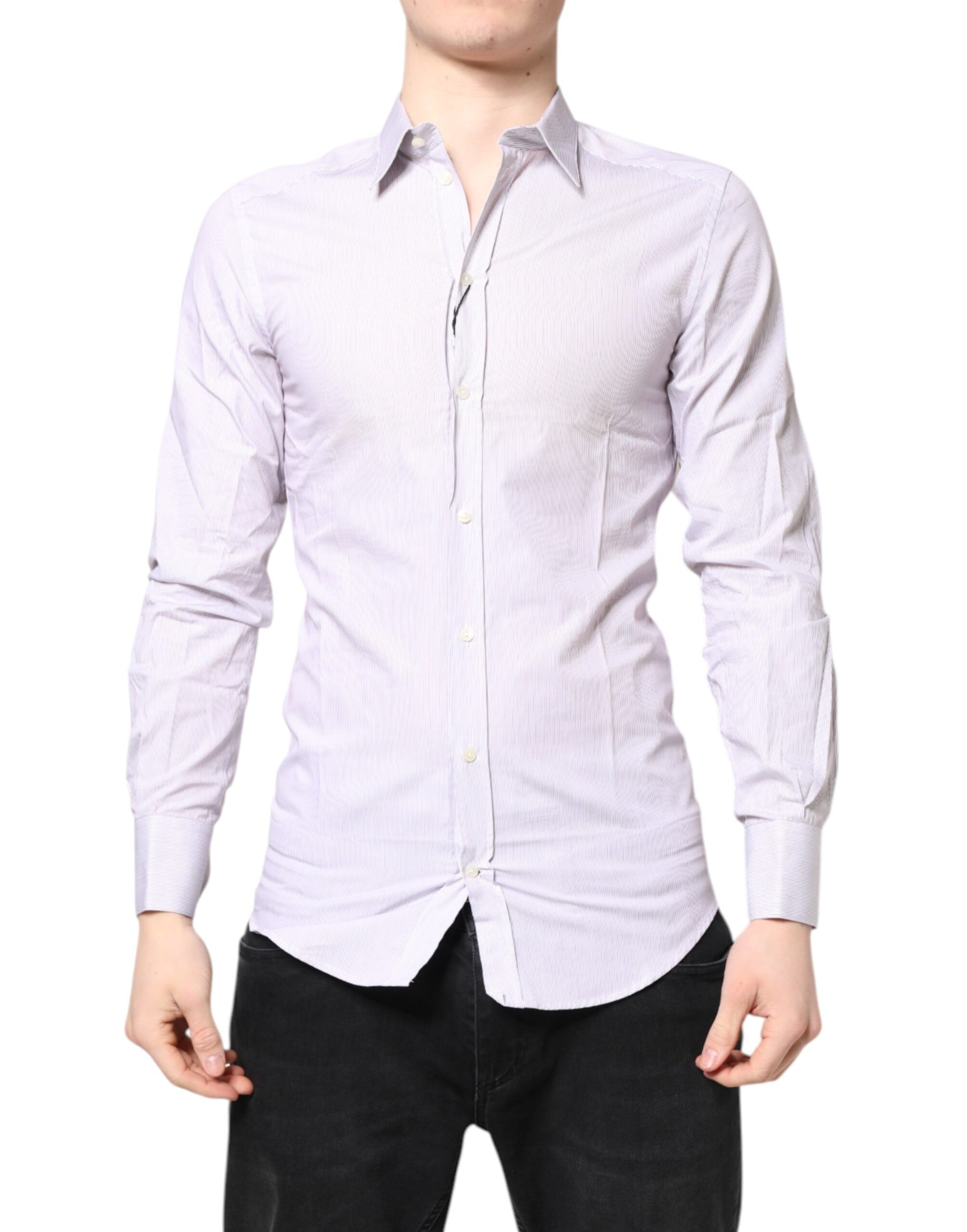 White Striped Cotton GOLD Long Sleeves Shirt